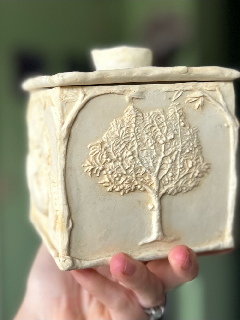 Rustic + Textured Floral Featured Cottagecore Trinket Box - Picture 3 of 11